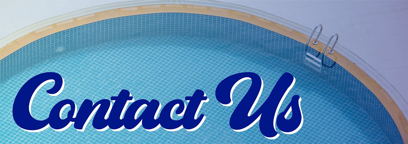 luxury pool with graphic that reads "contact us"